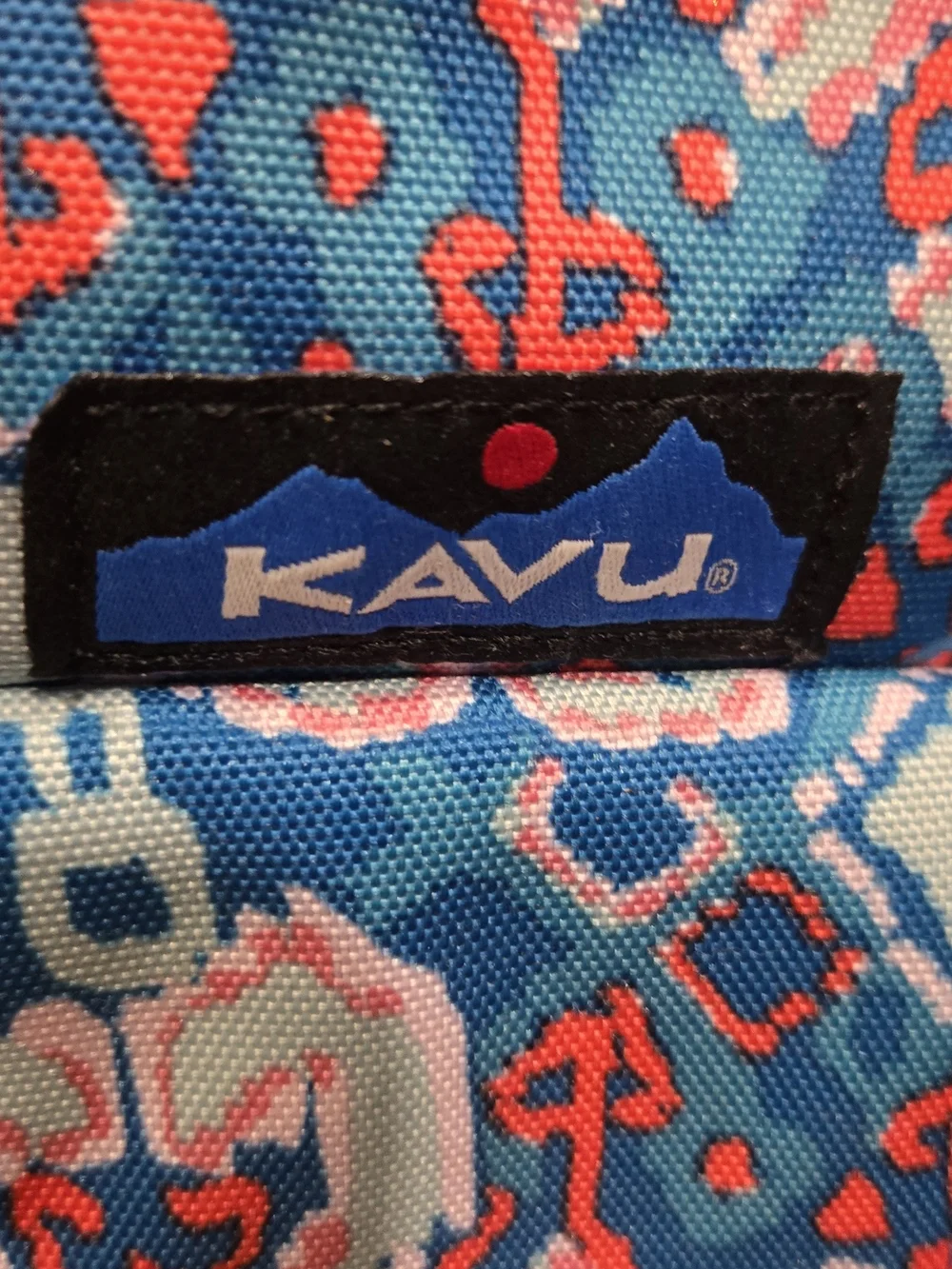 KAVU Blue Pink Patterned Rope Sling Bag